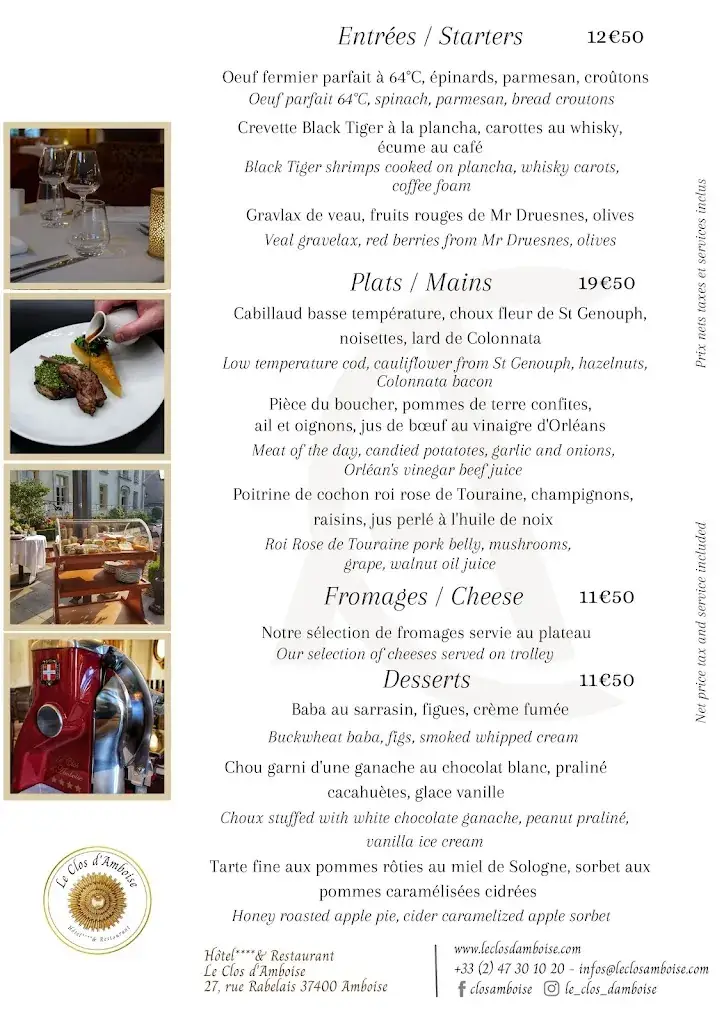 Menu_Restaurant Le Clos d'Amboise_Amboise_image_2