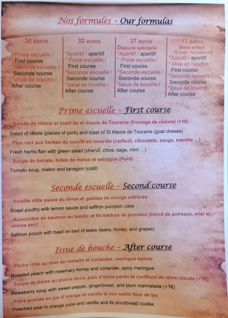 Menu_Auberge du Prieuré_Amboise_immagine_1
