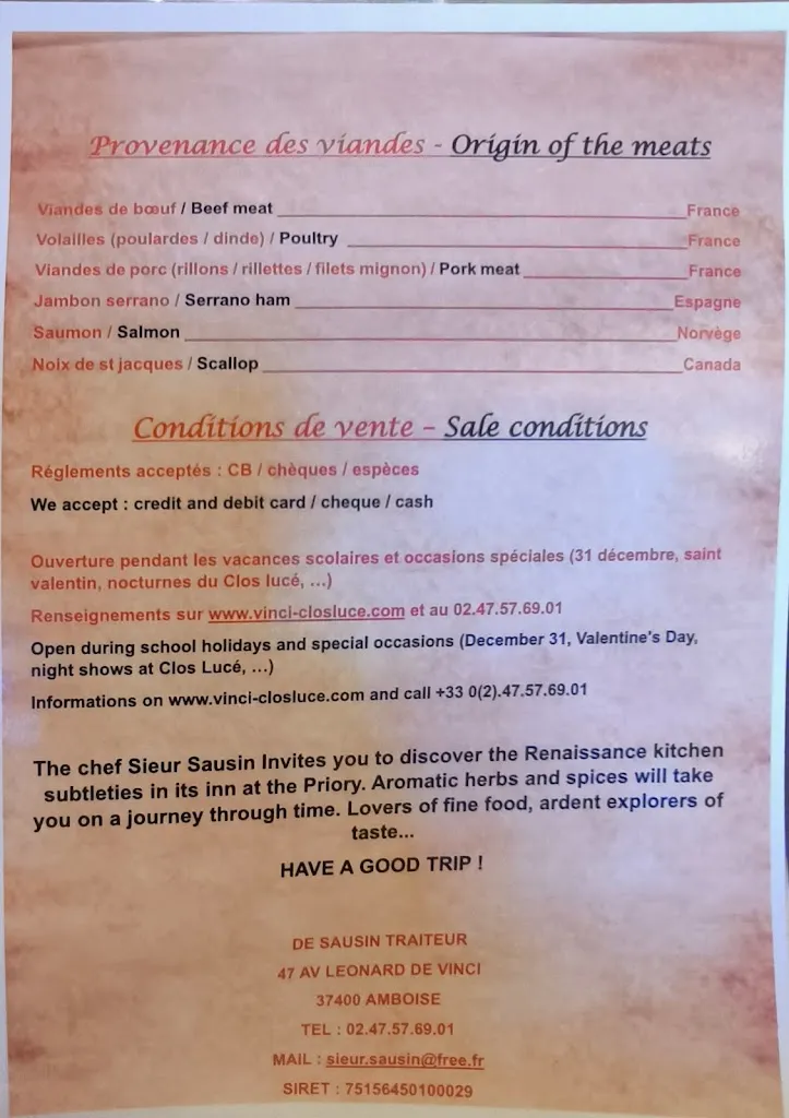 Menu_Auberge du Prieuré_Amboise_immagine_2