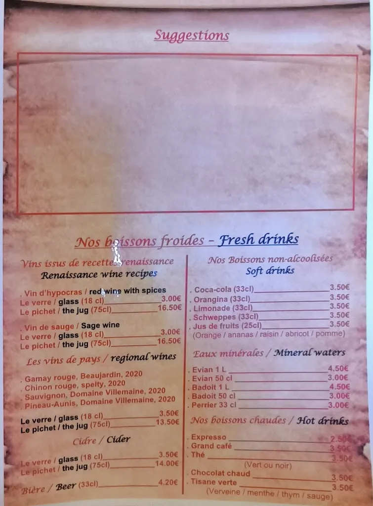 Menu_Auberge du Prieuré_Amboise_immagine_3