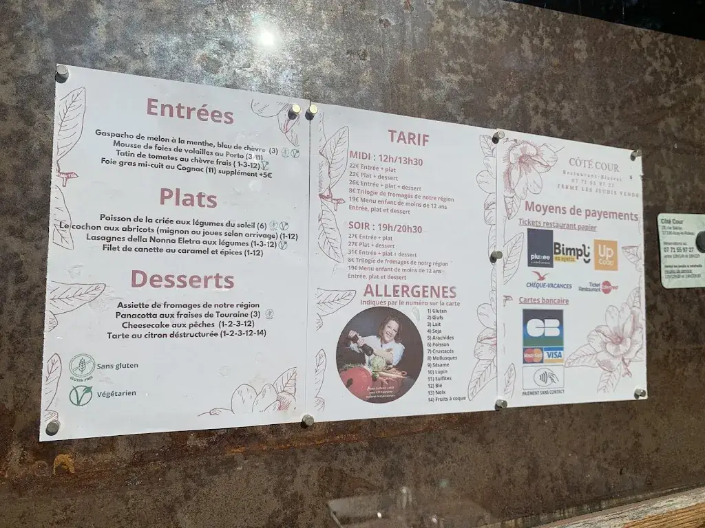 Menu_Restaurant CÔTÉ Cour_Azay-le-Rideau_image_1