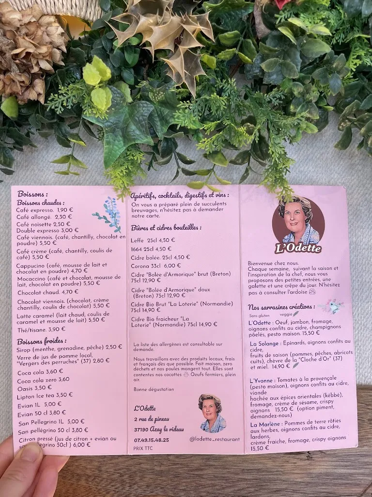 Menu_L'Odette crêperie, fait maison 👩🏼‍🍳_Azay-le-Rideau_image_1