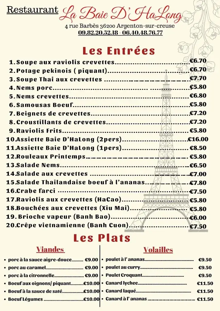 Menu_Restaurant LA BAIE D'HALONG_Argenton-sur-Creuse_image_3
