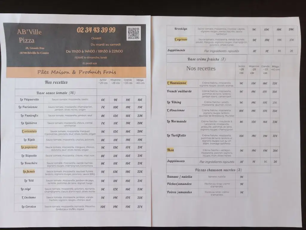 Menu_AB'Ville Pizza_Béville-le-Comte_image_1