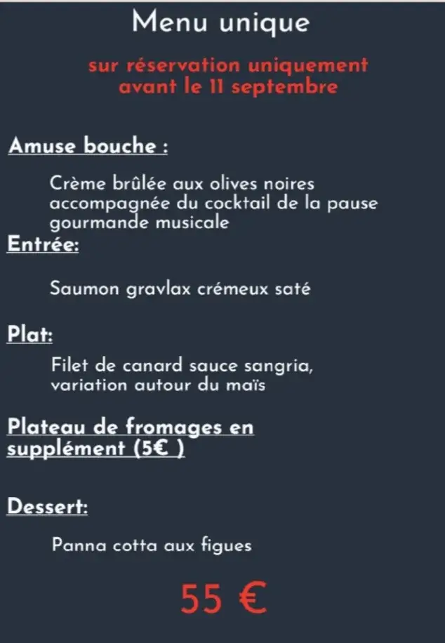 Menu_La pause gourmande musicale_Château-Renault_image_2