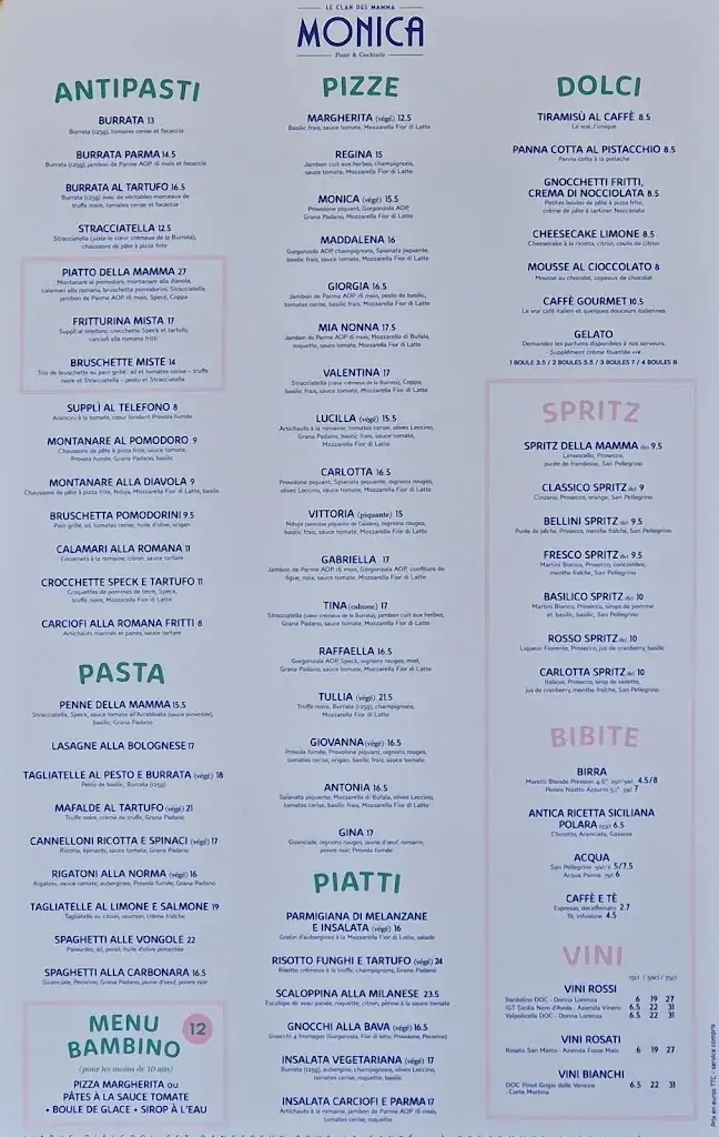 Menü_Monica - Le Clan des Mamma, Pizzas & Cocktails - La Baule, Restaurant de plage_Baule-Escoublac_Bild_3