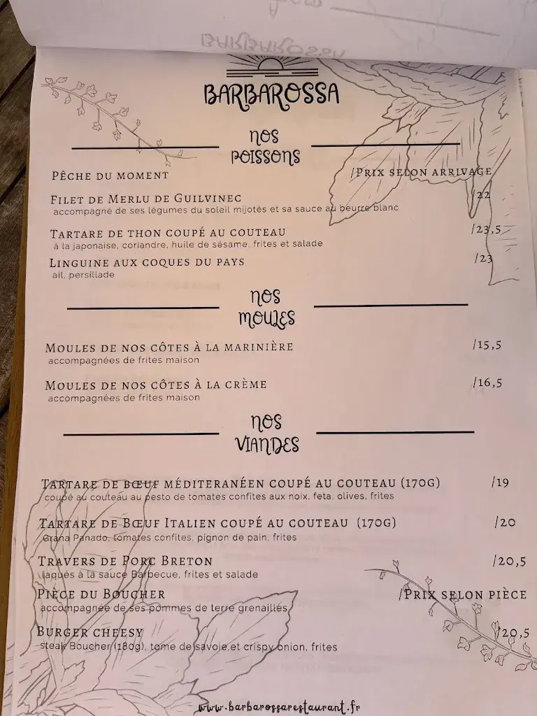 Menu_Barbarossa-Restaurant de plage La BAULE_Baule-Escoublac_image_2