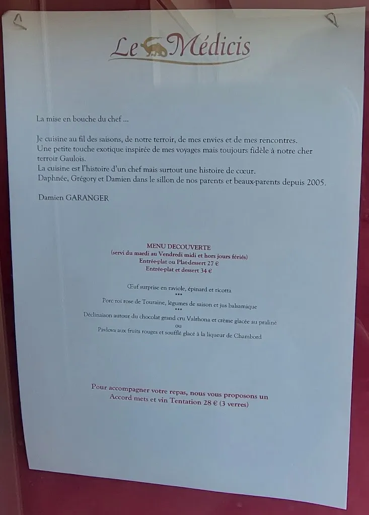 Menu_Le Médicis Restaurant_Blois_image_2