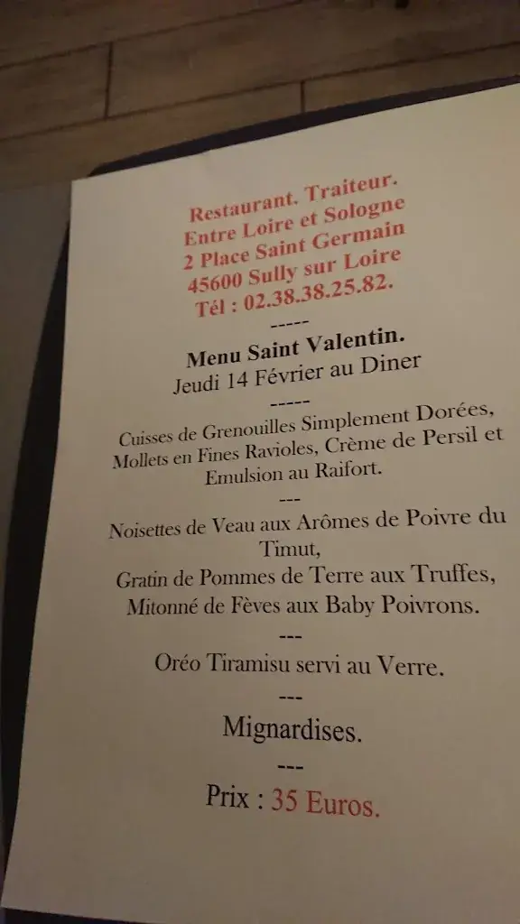 Menu_Entre Loire et Sologne_Sully-sur-Loire_image_3