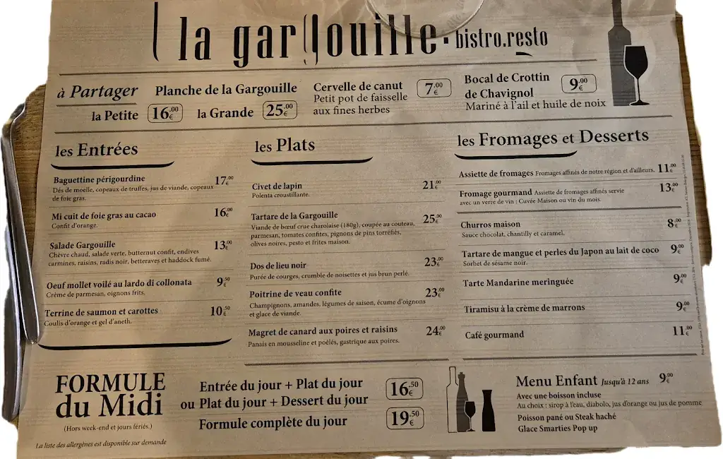 Menu_La Gargouille_Bourges_image_1
