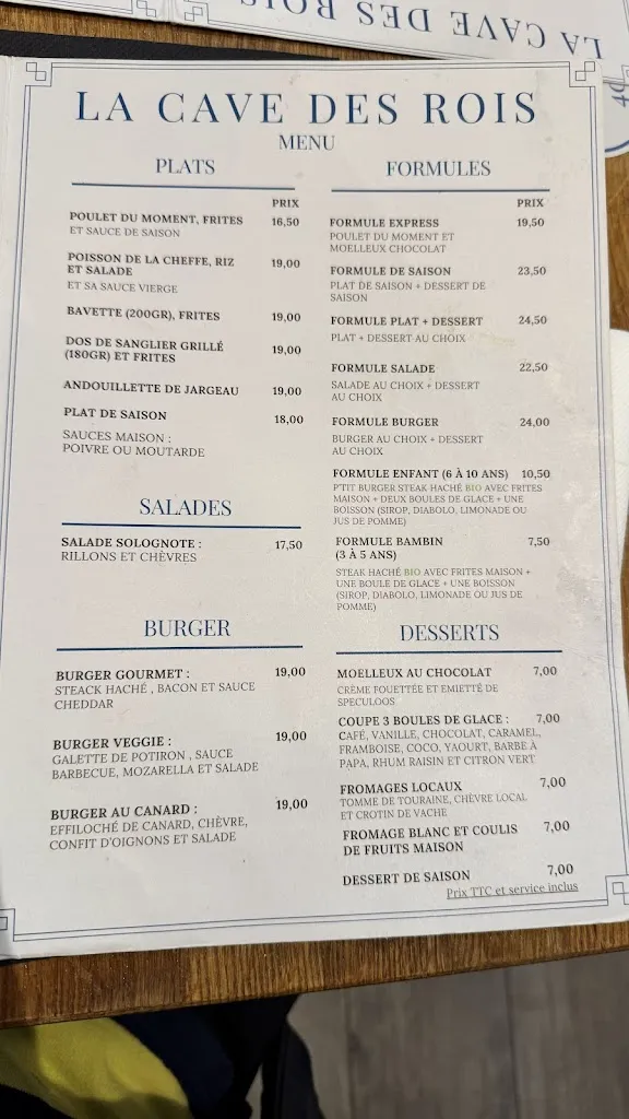 Menu_La Cave des Rois_Chambord_image_1
