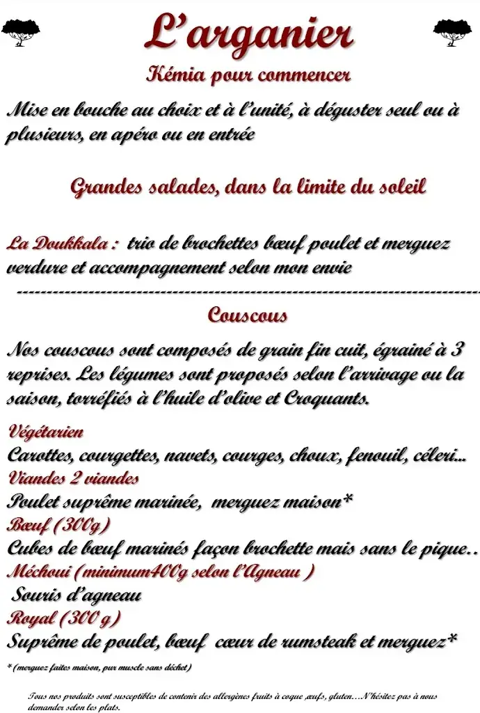 Menu_L'Arganier Beaugency_Beaugency_image_2