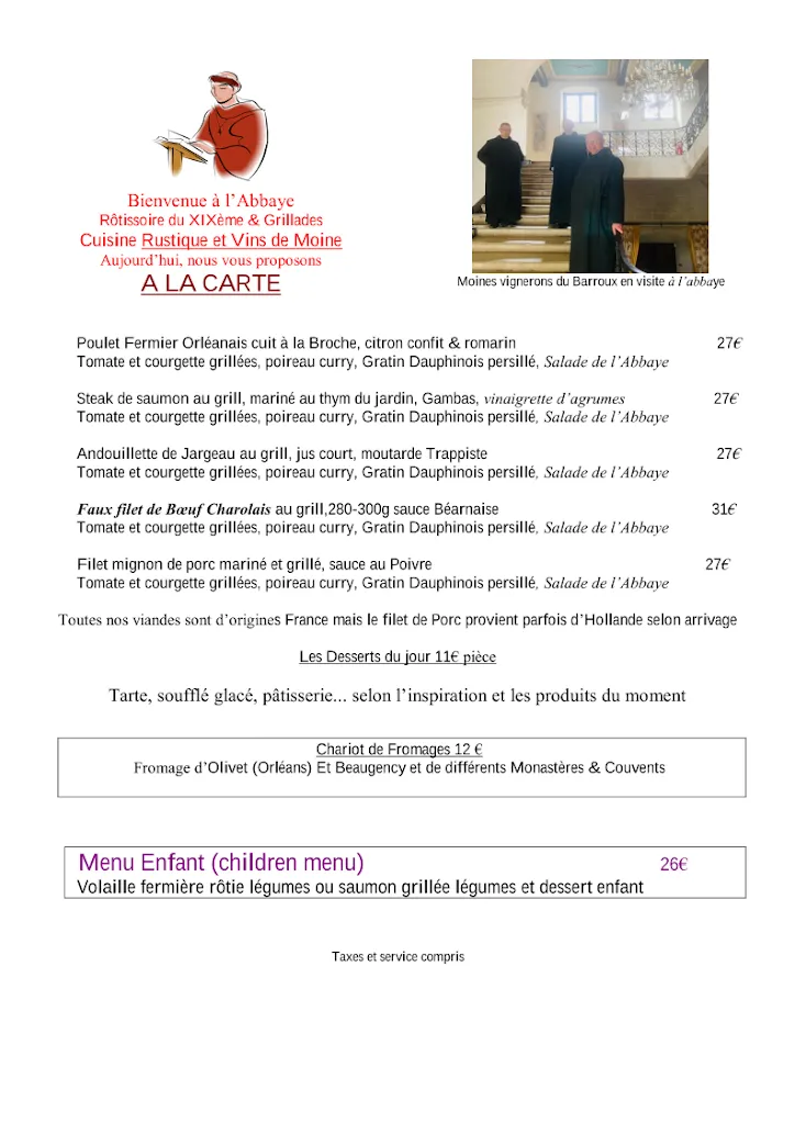 Menu_Restaurant la rôtisserie des moines_Beaugency_image_1