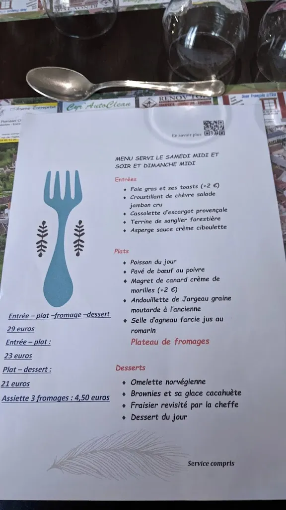 Menu_La Taverne de l'Ecluse, nouveau propriétaire_Cepoy_image_1