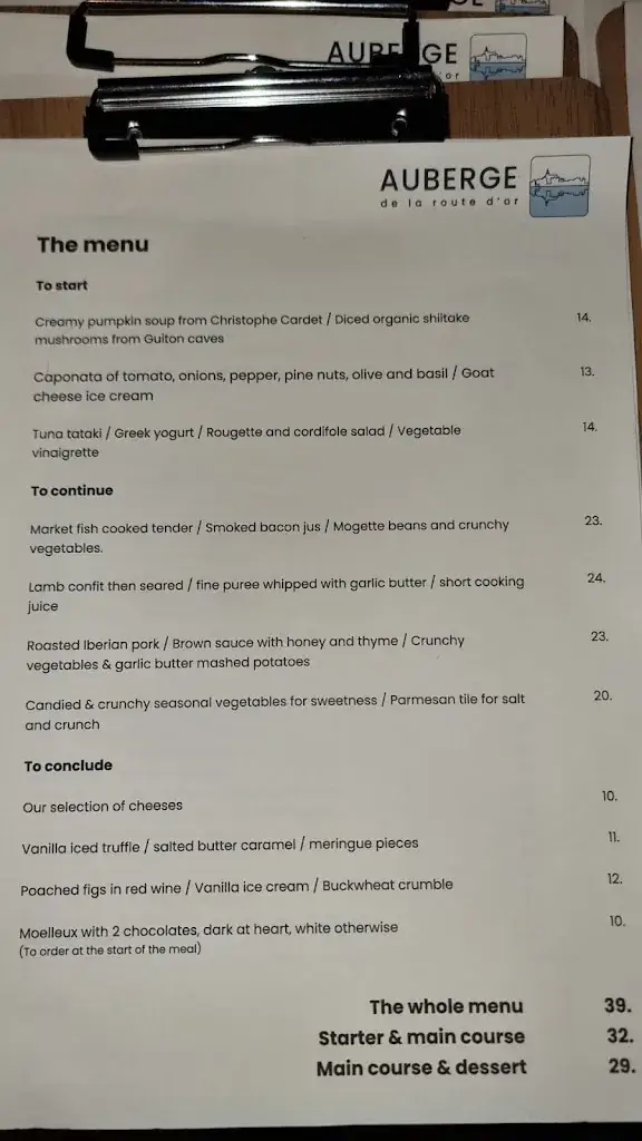 Menu_L'auberge de la route d'or_Candes-Saint-Martin_image_1