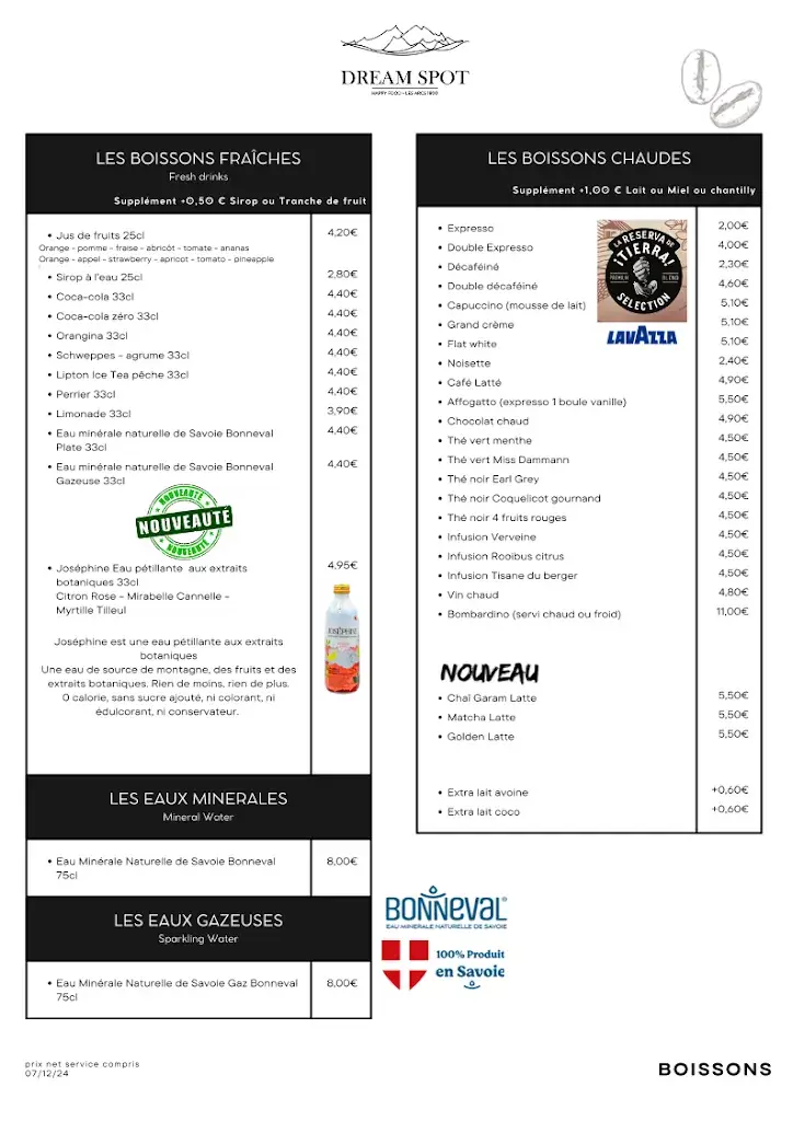 Menu_Restaurant Le Dream Spot_Bourg-Saint-Maurice_image_1
