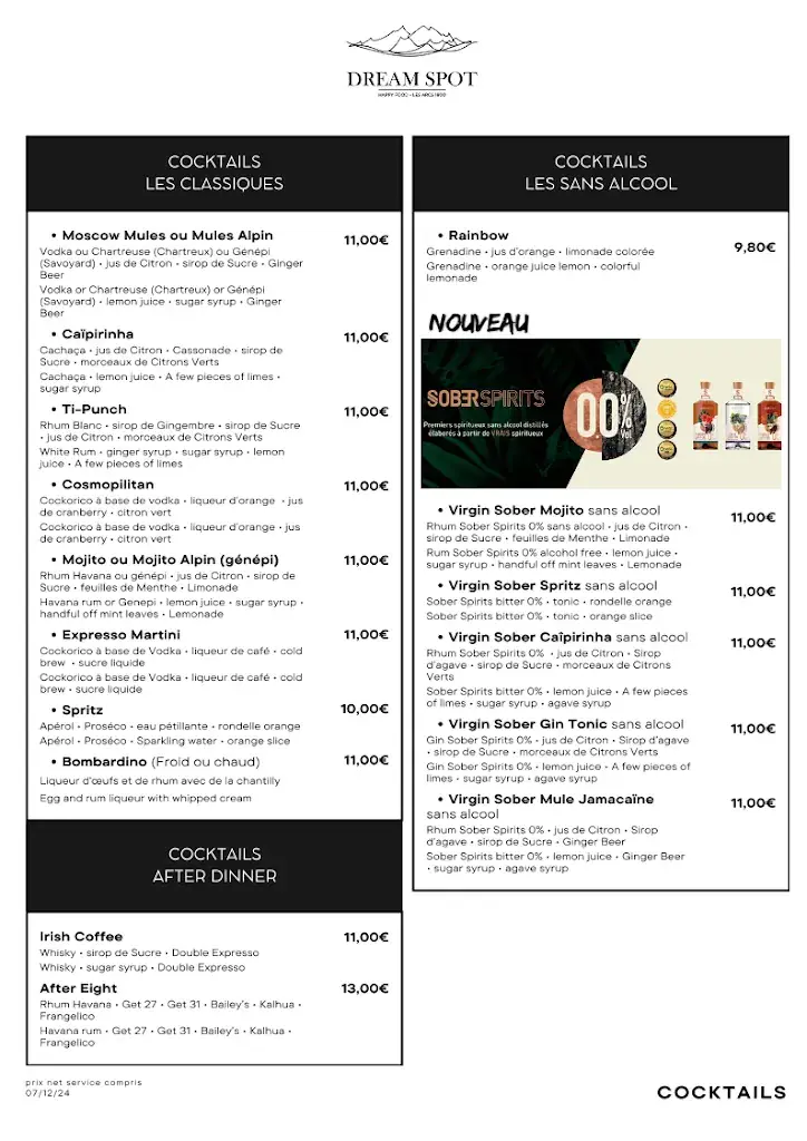 Menu_Restaurant Le Dream Spot_Bourg-Saint-Maurice_image_2