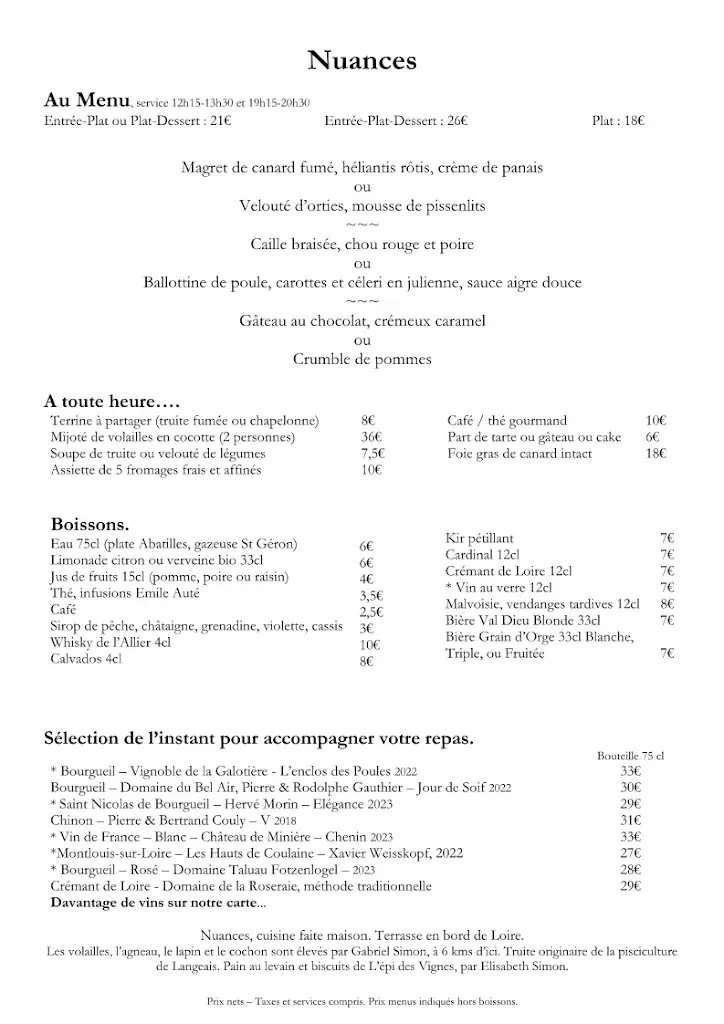 Menu_Nuances - Restaurant en bord de Loire_Chapelle-sur-Loire_image_2