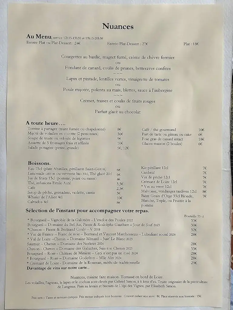 Menu_Nuances - Restaurant en bord de Loire_Chapelle-sur-Loire_image_4