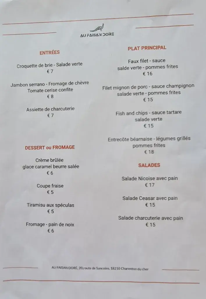 Menu_Au Faisan Doré_Charenton-du-Cher_image_2