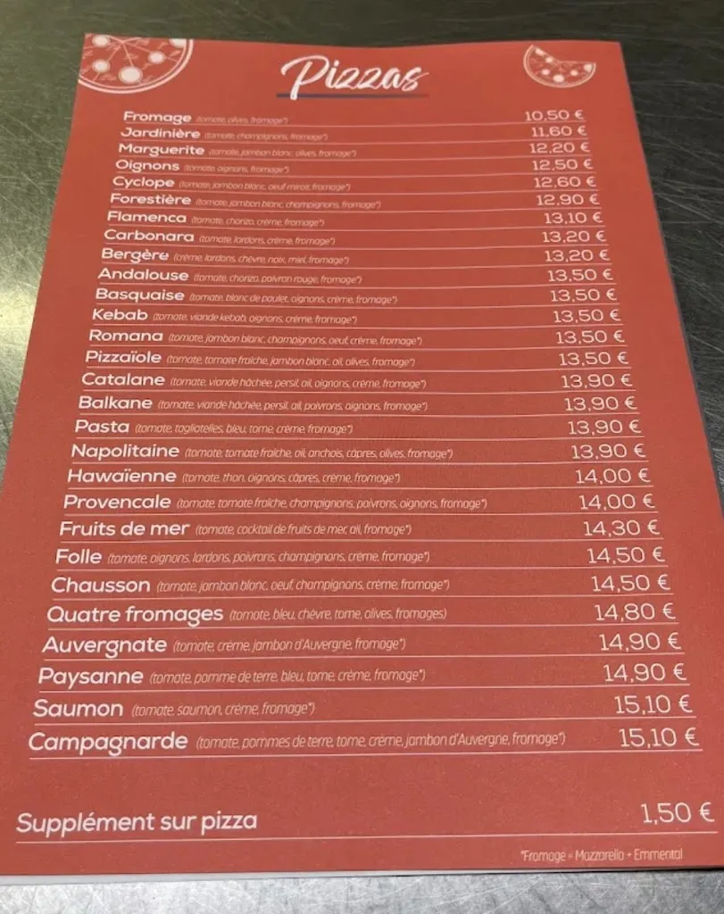 Menu_Restaurant Le Pizzaiole_Saint-Rémy-sur-Durolle_immagine_1
