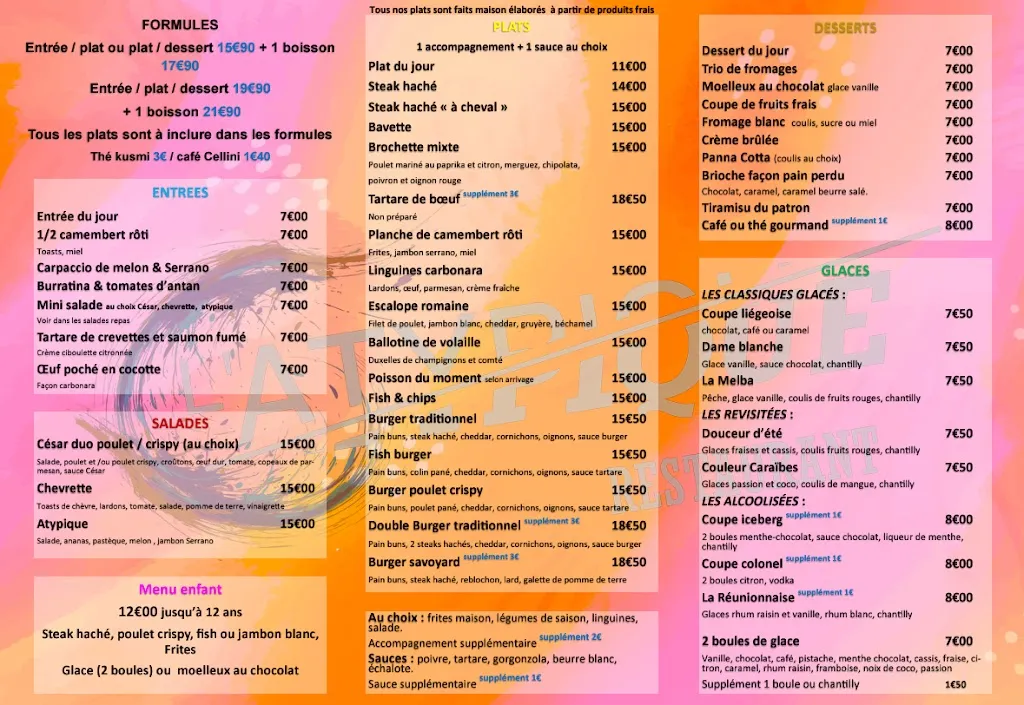 Menü_Restaurant L'atypique Orléans - Karaoke - Soirées Dansantes_Chapelle-Saint-Mesmin_Bild_1