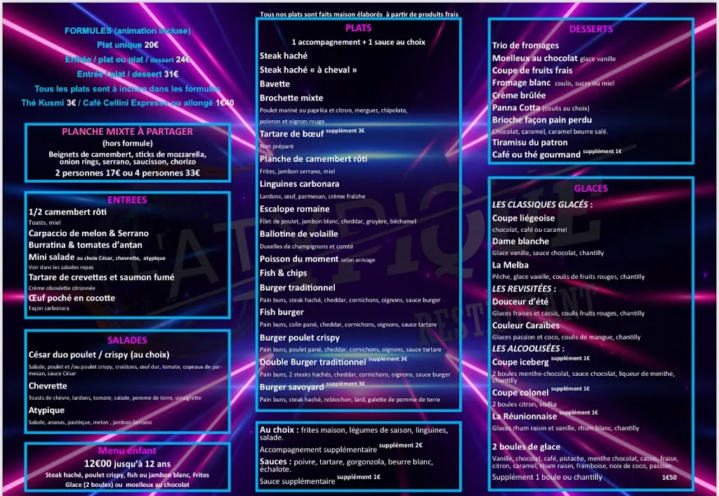 Menü_Restaurant L'atypique Orléans - Karaoke - Soirées Dansantes_Chapelle-Saint-Mesmin_Bild_2