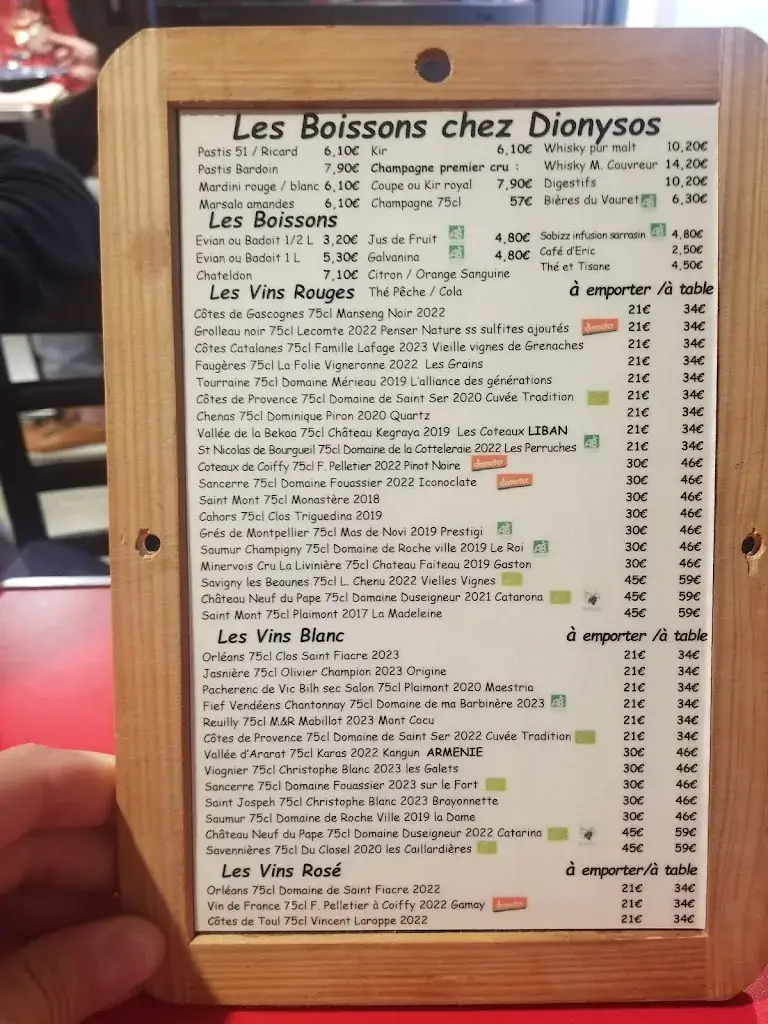 Menu_Chez Dionysos_Orléans_image_1