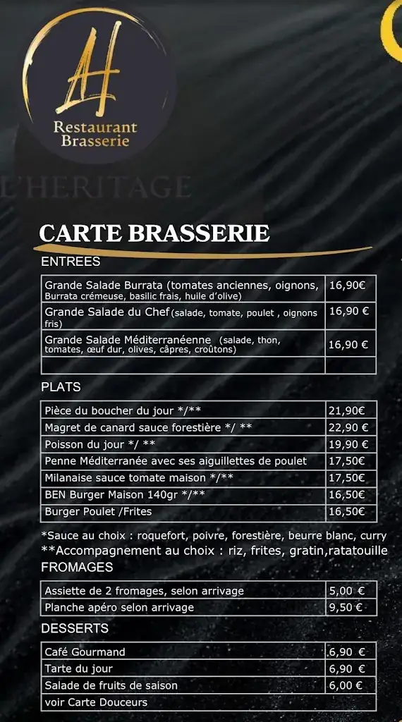 Menu_l'Héritage Restaurant Brasserie, Saint Rémy sur Durolle_Saint-Rémy-sur-Durolle_image_3