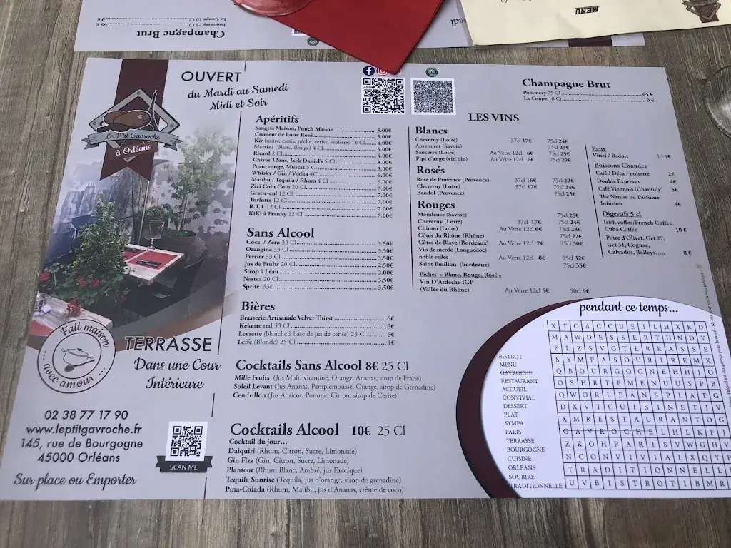 Menu_Le Ptit Gavroche_Orléans_image_1