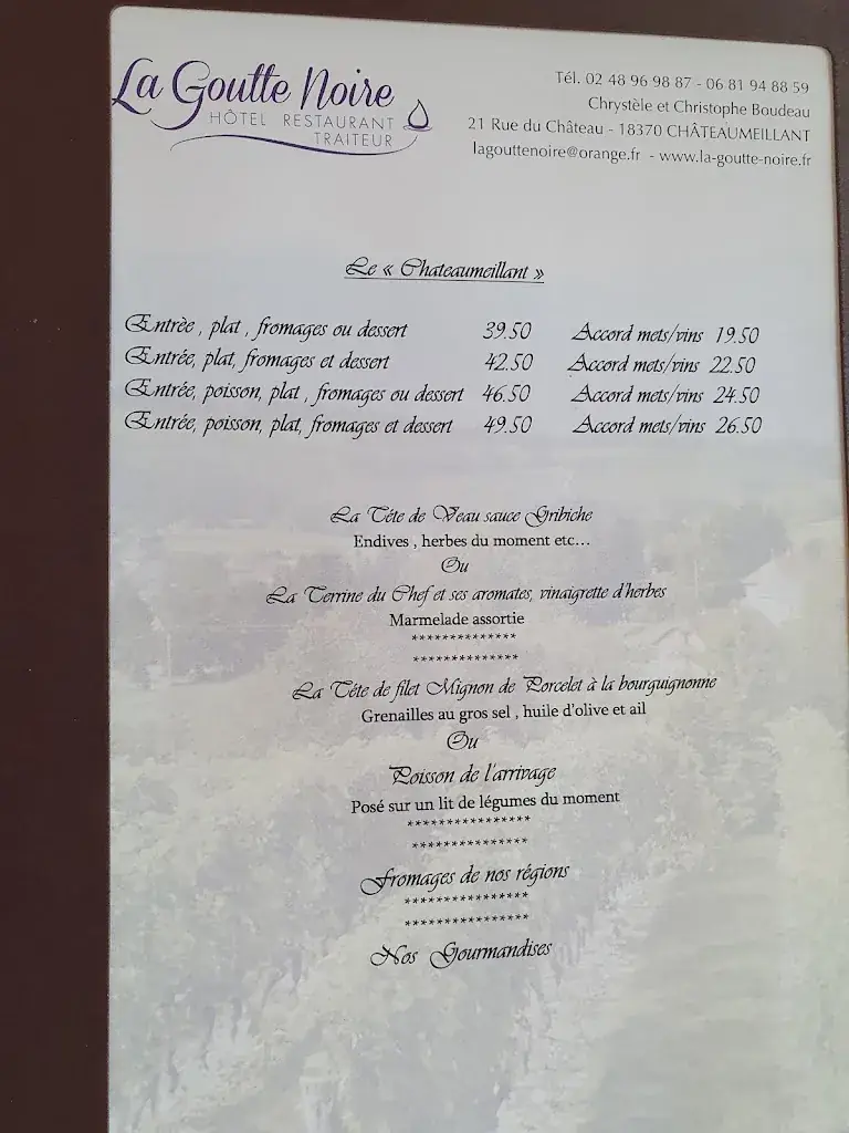 Menu_Restaurant La Goutte Noire_Châteaumeillant_image_1
