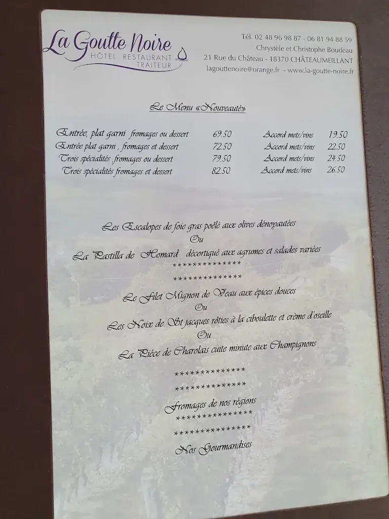 Menu_Restaurant La Goutte Noire_Châteaumeillant_image_2