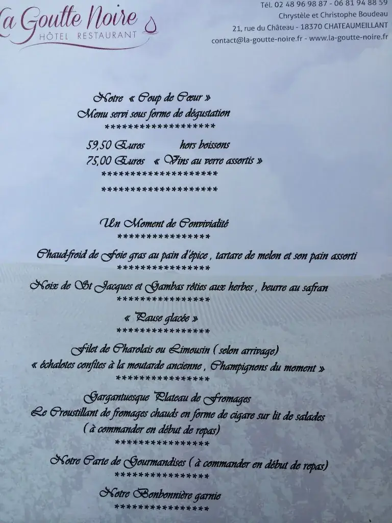 Menu_Restaurant La Goutte Noire_Châteaumeillant_image_4