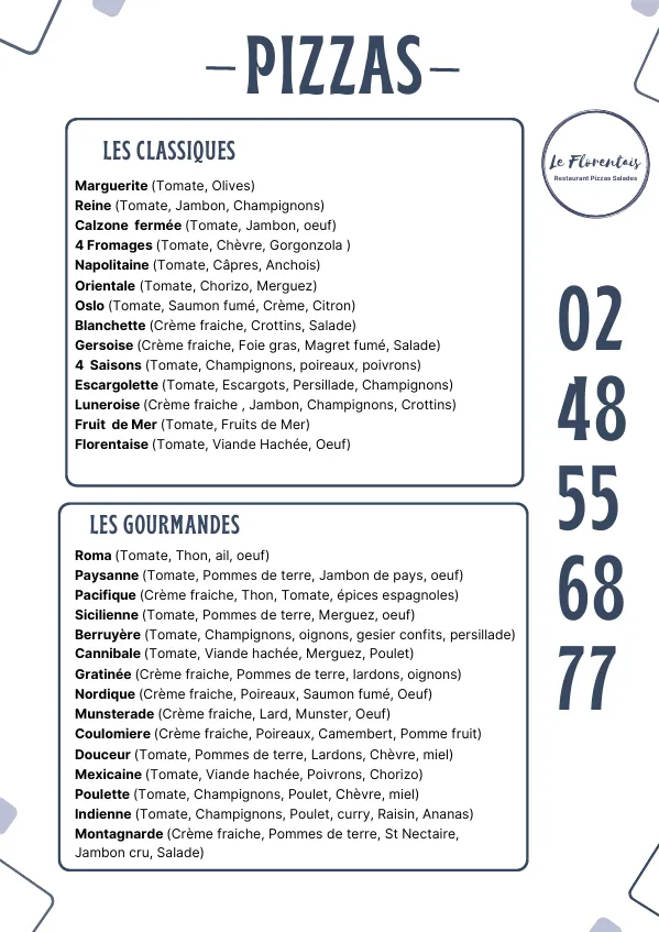 Menu_Restaurant le Florentais_Saint-Florent-sur-Cher_image_1