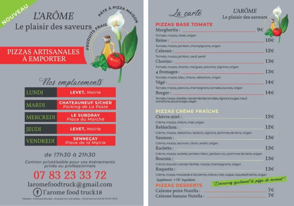 Menu_L'arôme food truck_Châteauneuf-sur-Cher_image_1