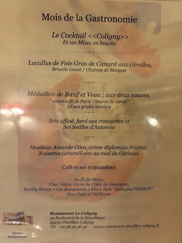 Menu_Restaurant Le Coligny_Châtillon-Coligny_immagine_1