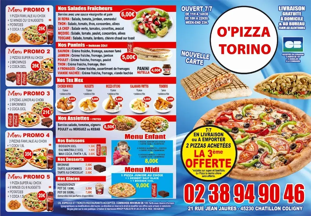 Menu_O'PIZZA TORINO_Châtillon-Coligny_immagine_1