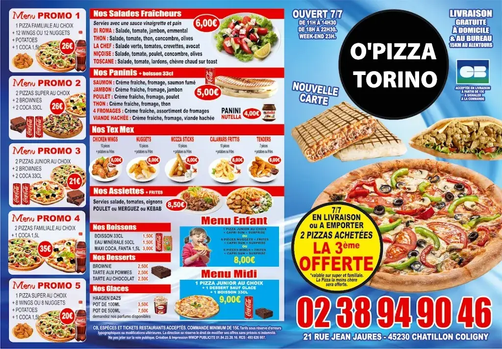 Menu_O'PIZZA TORINO_Châtillon-Coligny_immagine_2