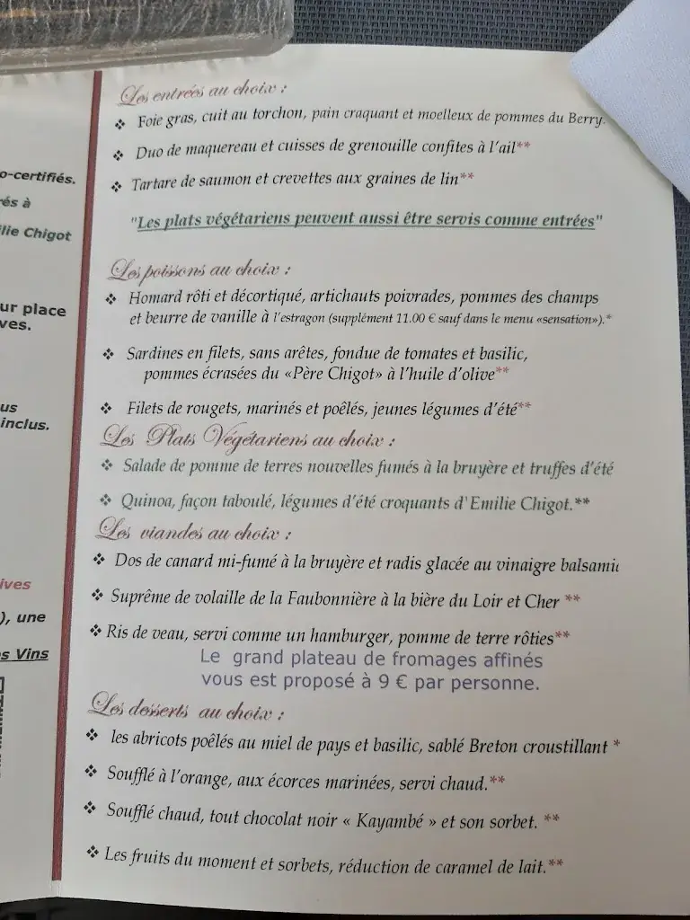 Menu_Auberge du Cheval Blanc_Selles-Saint-Denis_immagine_1
