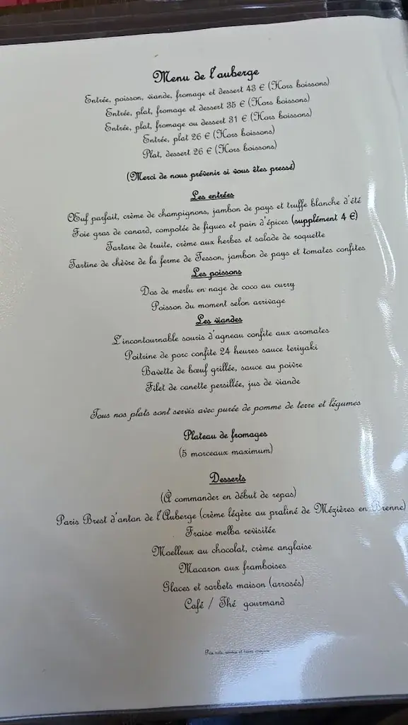 Menu_Auberge de la Tour_Châtillon-sur-Indre_image_1