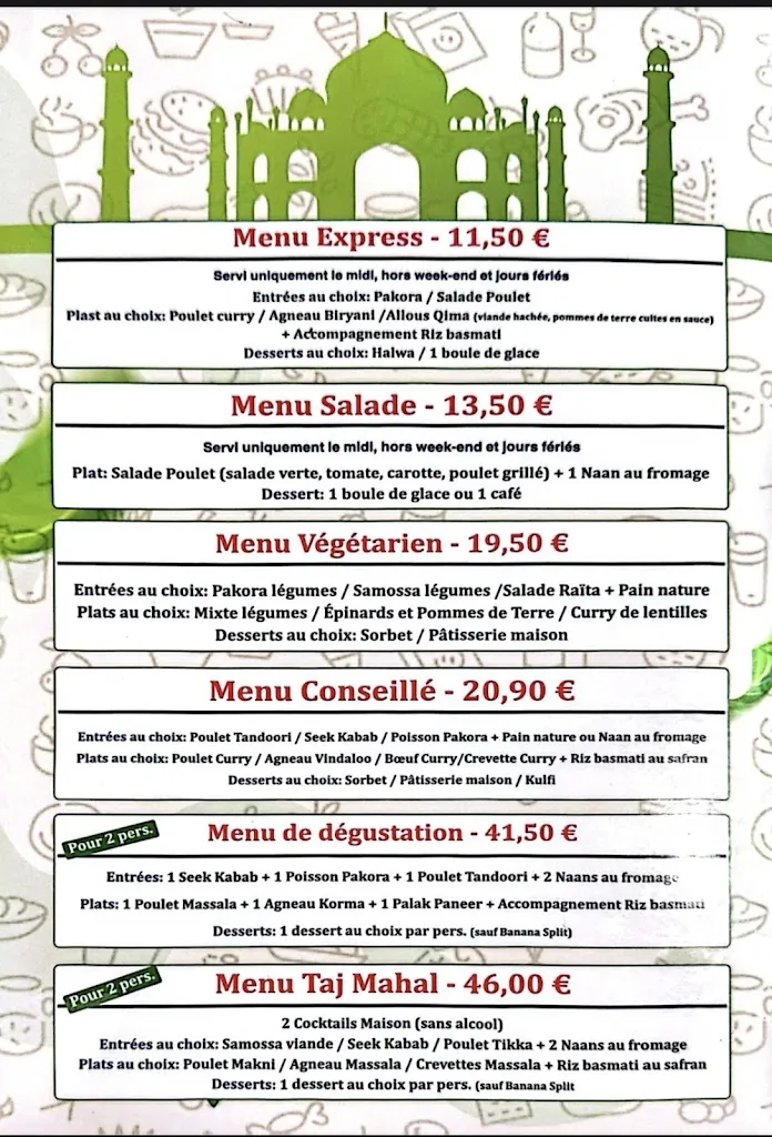 Menü_Taj Mahal_Châteauroux_Bild_2