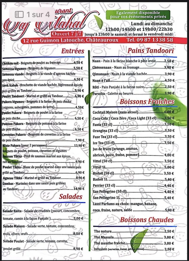 Menü_Taj Mahal_Châteauroux_Bild_4