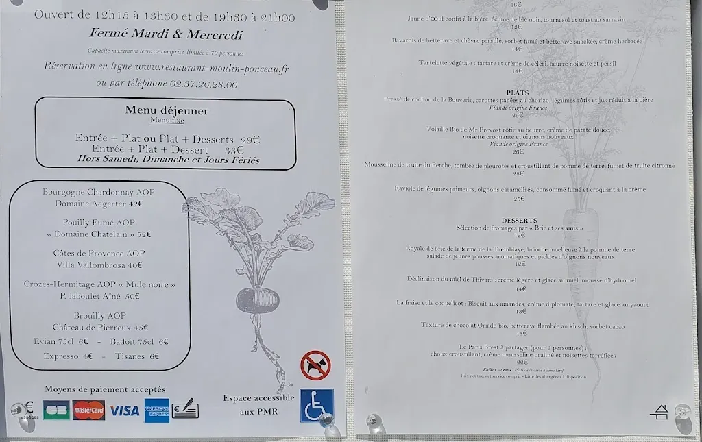 Menu_Le Moulin de Ponceau_Chartres_image_4