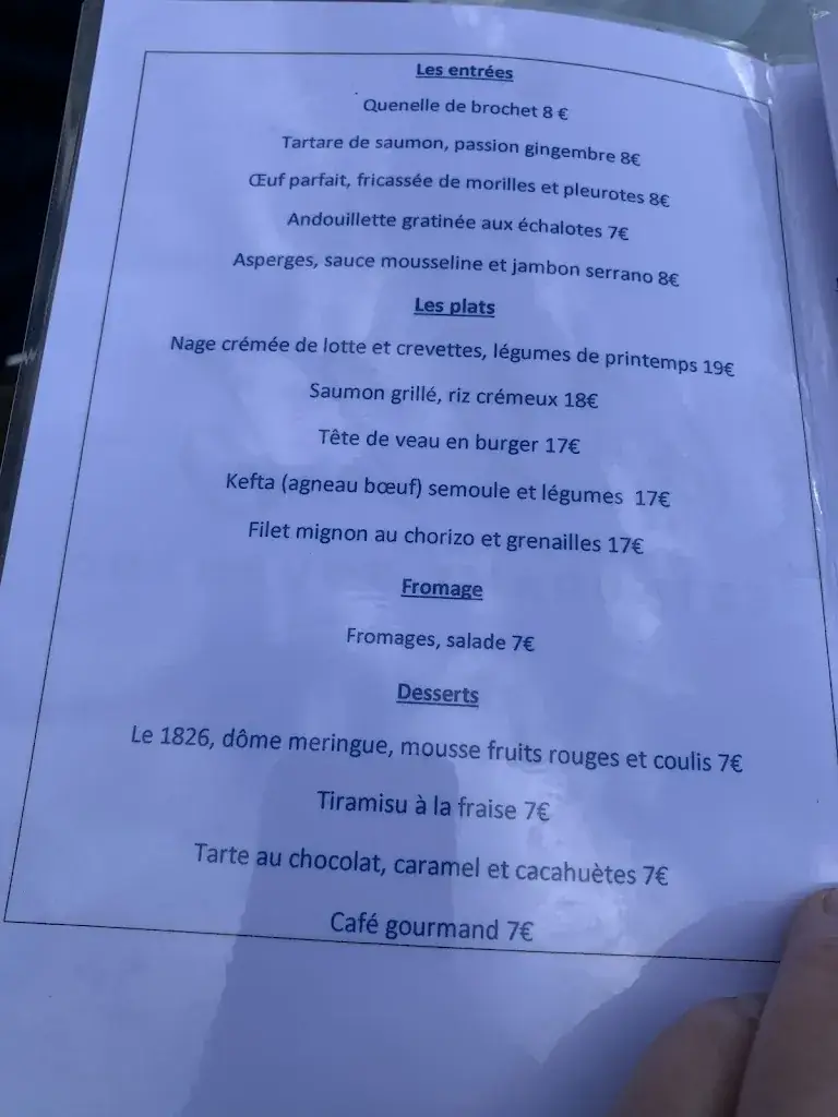 Menu_Le Moulin 1826 - Restaurant et Chambres d'hôtes_Houdan_image_1