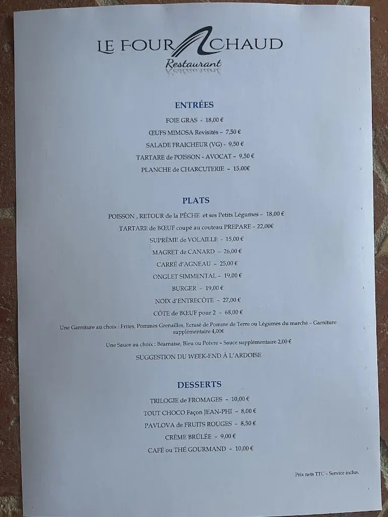 Menu_Restaurant Le Four à Chaud_Richebourg_image_1