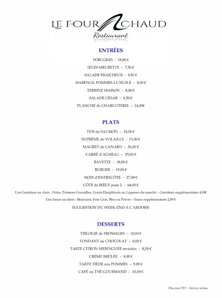 Menu_Restaurant Le Four à Chaud_Richebourg_image_2
