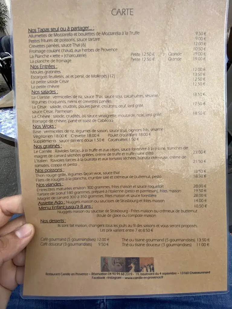 Menu_Camille en Provence_Châteaurenard_image_1