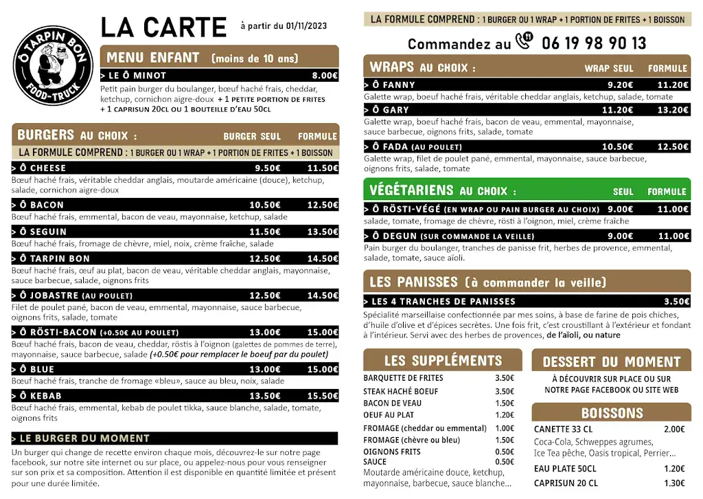 Menu_Ô Tarpin Bon Food Truck Burger Loiret_Château-Renard_image_2