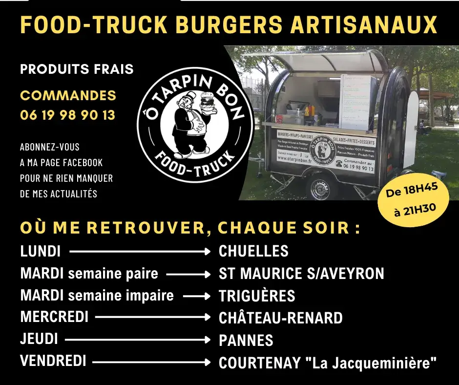 Menu_Ô Tarpin Bon Food Truck Burger Loiret_Château-Renard_image_3