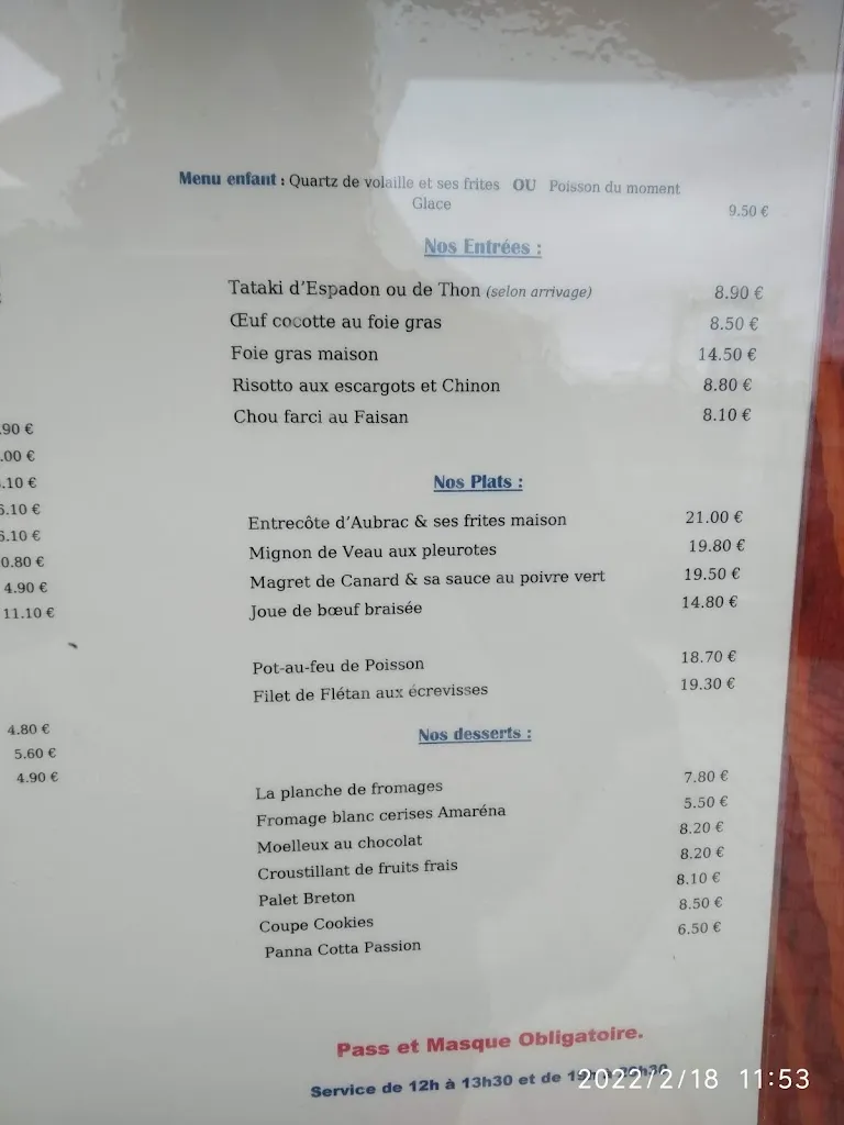 Menu_Auberge du Port_Châteauneuf-sur-Loire_image_2